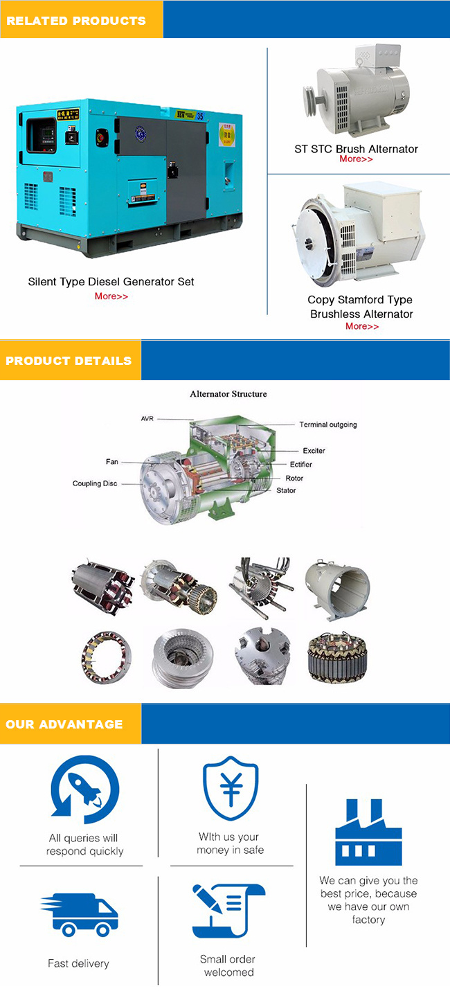 Power AC Brushless Stamford Single Double Bearing Generator Alternator 150kVA