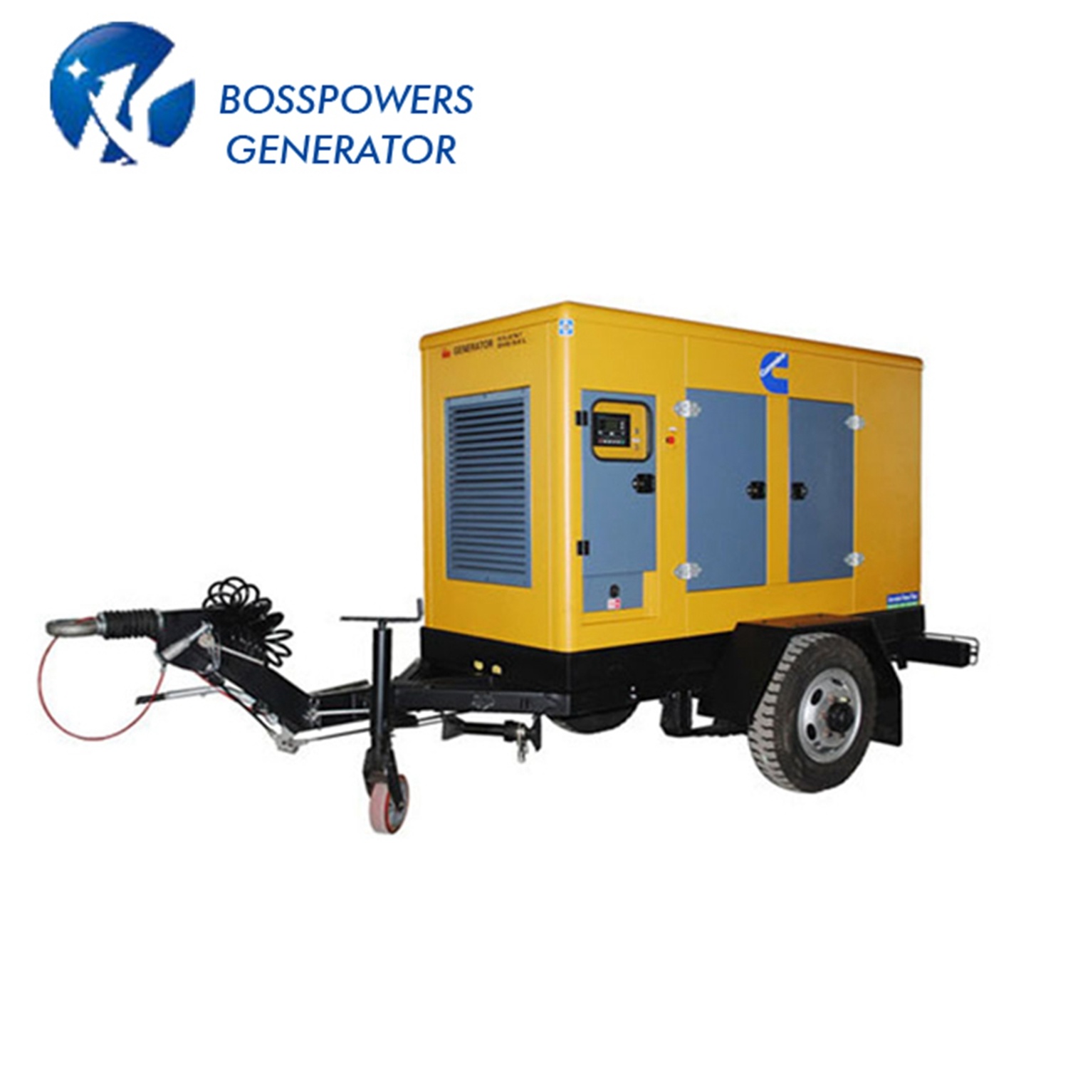 4 Wheels Trailer 80kVA 64kw Rainproof Electrical Starting Diesel Generators